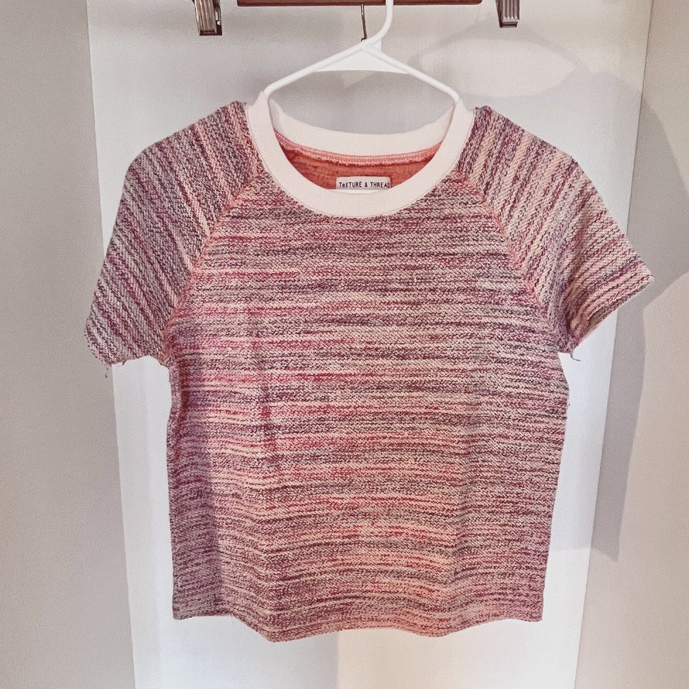 Madewell Texture & Thread Terry Cloth Multi Color Striped Sweatshirt Tee